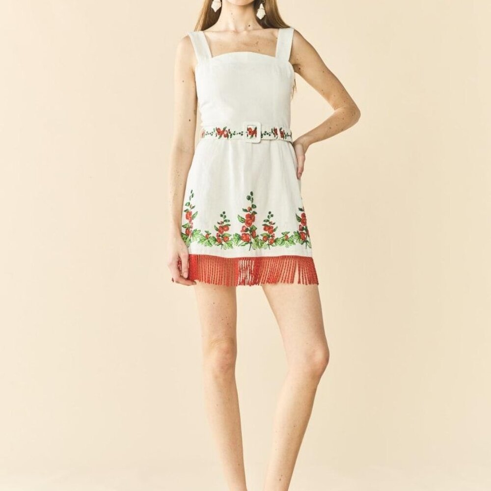 Sarah Bird Mini Dress x Larsen McDowell - White Larsen Watercolor